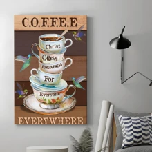 1pc Framed Coffee Canvas Poster, Coffee Wall Art Canvas Paintings, Ideal Gift For Bedroom Living Room Corridor, Wall Art, Wall Decor, Fashion, Room Decoration