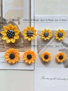 8pcs/Set Cute Sunflower Fridge Magnets: Suitable For Your Refrigerator Or Office Whiteboard - Plastic, Round Magnets - Multicolor - View 11