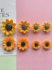 8pcs/Set Cute Sunflower Fridge Magnets: Suitable For Your Refrigerator Or Office Whiteboard - Plastic, Round Magnets - Multicolor - View 9