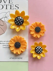 8pcs/Set Cute Sunflower Fridge Magnets: Suitable For Your Refrigerator Or Office Whiteboard - Plastic, Round Magnets - Multicolor - View 7