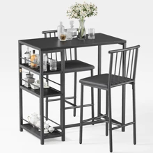 Juegos de mesa & silla de comedor - negro - Ver 3