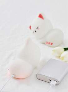 1pc Cute Cat Night Lamp With Touch Function, Silicone Cute Night Light, 5 Kinds Of Brightness Timing Night Light, USB Cordless Night Light, Cute Cat Light Cute Room Decor, Suitable For Home Decor Bed, Bedroom, Desktop Decoration