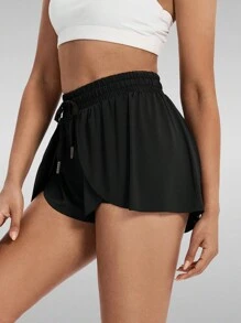 Blaosn 3pcs/Set  Flowy Athletic Shorts For Women Gym Yoga Workout Running Butterfly Tennis Sports Active Skort Skirt High Waisted With Pockets Spandex Sweat Pants Cute Lounge Clothes Summer Outfits - màu đen - Xem 5