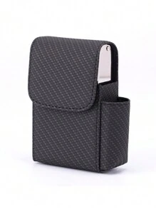 1 Pc PU Leather Men's Cigarette Case Organizer, 20 Gas Lighter Holder Waist Pack Smoking Accessories