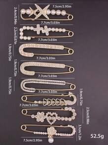 5/7/8/15 件套优雅休闲锌合金仿珍珠胸针开衫围巾装饰配饰套装，精致别致的毛衣胸针套装，适合全年办公室配饰衬衫夹克珠宝圣诞节万圣节衣服别针有趣可爱的教师礼物服装配饰包饰