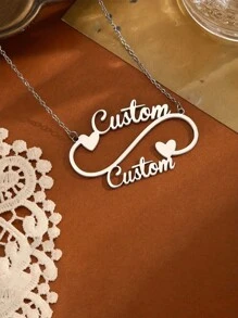 Elegant Custom Double Name Heart Pendant Necklace - Personalized Stainless Steel Chain Suitable For Casual Wear - Perfect Gift For Couples And Friends