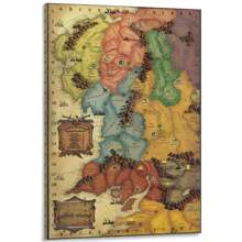 1PCS Framed Middle Earth Map Poster Artwork Canvas Poster Room Aesthetic Wall Art Print Home Office Modern Decoration For Bedroom Living Room Dining Room Study Bathroom Kitchen Office Hotel Coffee Shop Apartment Studio Dressing Room Corridor Wall Decor - Multicolor - View 1