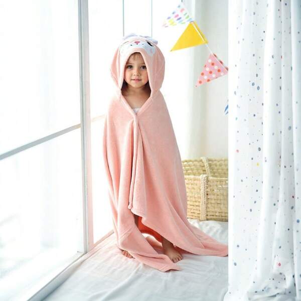 1pc Cartoon Animal Multi-Functional Baby Hooded Bathrobe, Lightweight Hooded Beach Towel, Soft Comfortable Sleepwear Suitable For Swimming Pool, Beach, Travel & Adventure Summer, Holiday