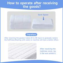 Funda de colchón para colchón de aire, funda acolchada para colchón de tamaño doble con cubierta tipo almohada para niños, fibra alternativa al plumón súper suave, transpirable y silenciosa (bolsillo profundo de 15 a 23 pulgadas) - Blanco - Ver 5
