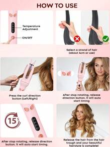 [Upgrade]Automatic Hair Curler, Professional Automatic Curling Iron, 4 Temperature & More Heating Modules With Fast Heating For Lasting Beach Waves