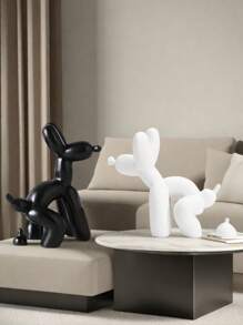 1pc Handmade Resin Balloon Dog Statue Ornament - Cute White Animal Sculptures For Home Decoration And Valentine's Day Gifts, Birthday Gifts Graduation