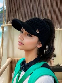 1 件新款韩版时尚百搭休闲个性化高档 M 标志耳罩针织毛绒帽子，适合户外活动和保暖 - 毛線護耳帽 - 查看 13