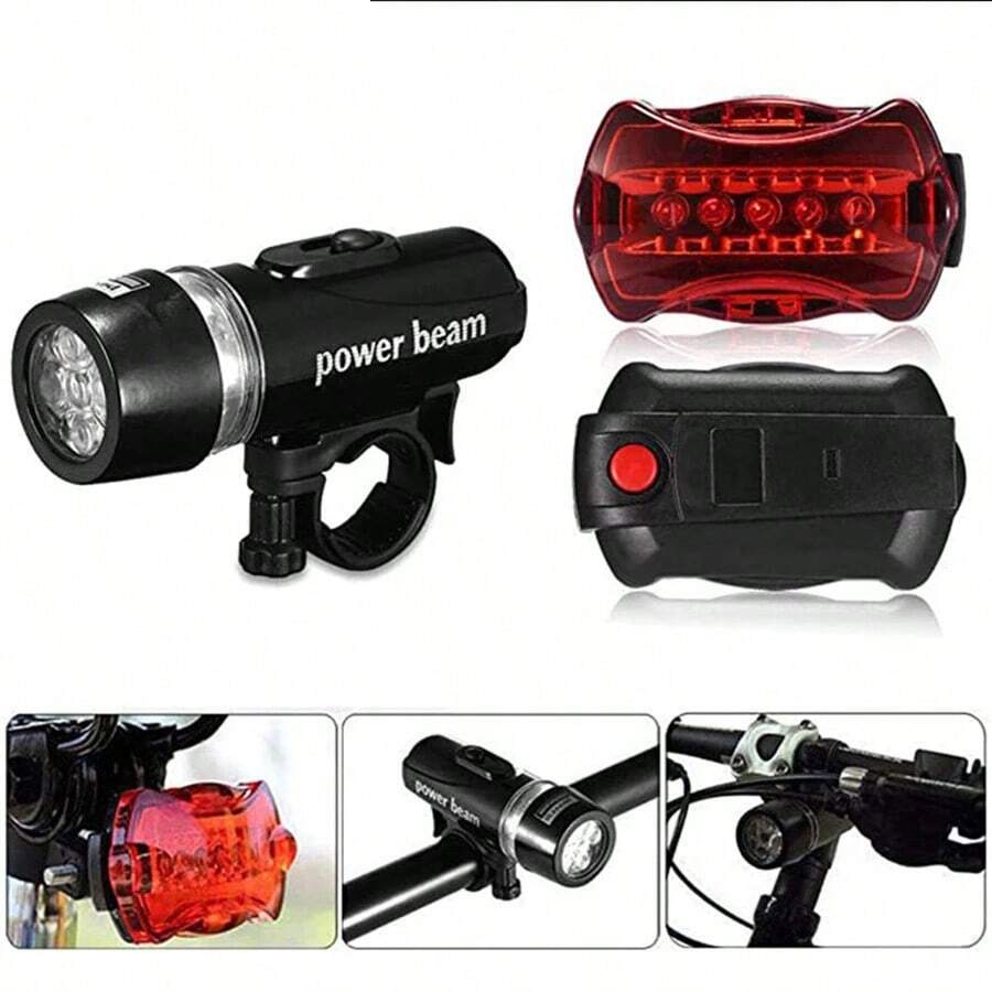 1 Set Bicycle Light, 5 LED Front Light & Butterfly Taillight For Bike - Multicolor - View 1