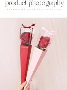 10 piezas, caja de embalaje para ramo de flores, caja individual para clavel, embalaje de flores, caja para rosa, caja de regalo, decoración de flores para el Día de San Valentín, decoración de boda, fiesta de boda, suministros de boda, regalos de boda (sin flores, el color de la cinta de la fuente es aleatorio)