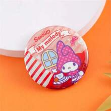Sanrio Insigne en fer-blanc éclair Sanrio, insigne double éclair d'oignon argenté. Broche anime, boucle de col de dessin animé, épingle de décoration de vêtements