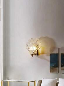 1PC Clear/Amber Color Shell Wall Sconce With Glass Body And Free Bulb, Suitable For Bedroom, Room, Living Room, Corridor Aisle, Bedside Table, Office, Cafe, Halloween, Christmas, New Year, Easter, Ramadan, Etc. Decorative Ambient Wall Sconce