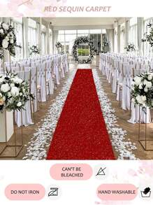1pc 75*300/75*500cm Red Glitter Aisle Runner Carpet, Romantic Wedding Aisle Runways, Outdoor Birthday Decorations, Valentine's Day Decoration, Proposal Scene Decoration Glitter Rug, Indoor And Outdoor Decor