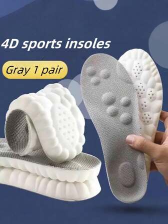 1 Pair Men's Thick, Soft, Cushioned, Breathable & Moisture-Wicking Sport Shoe Insoles