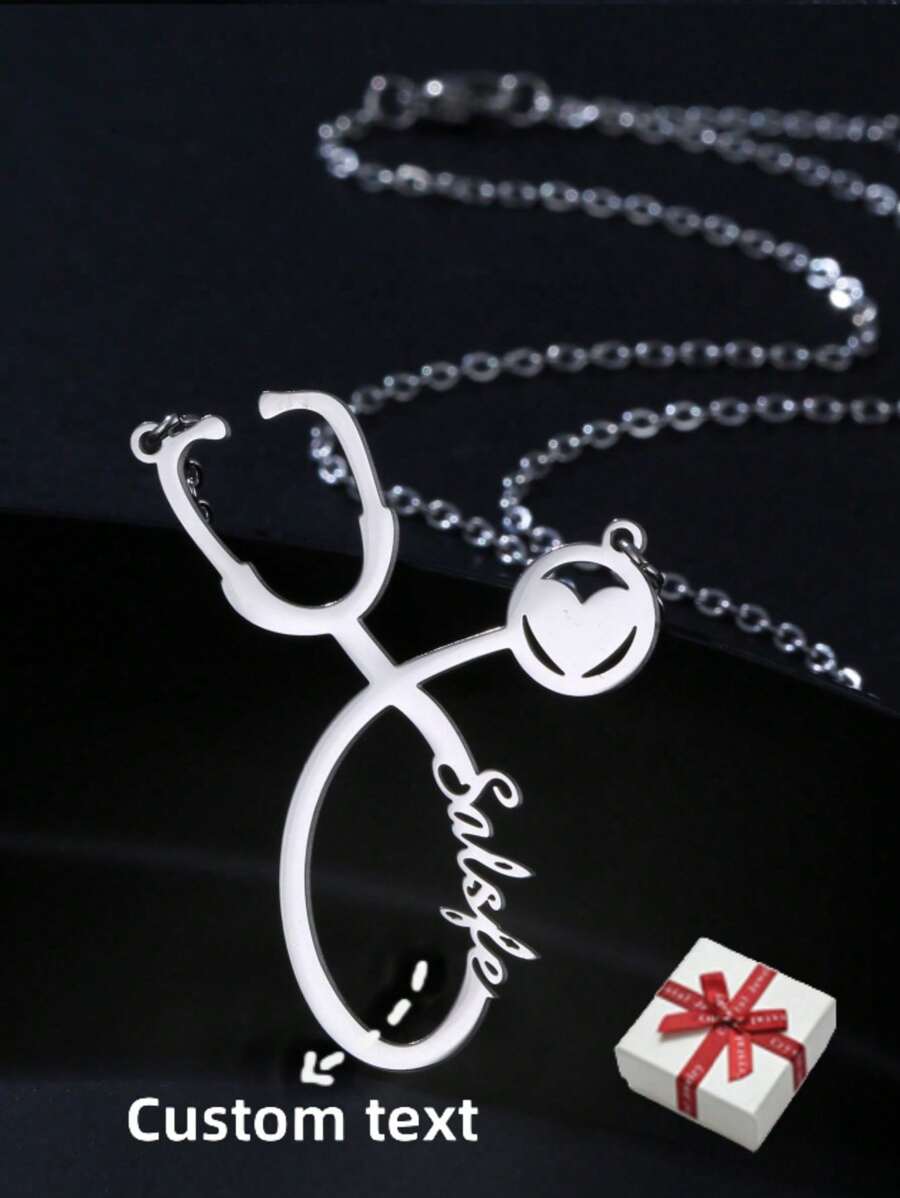 Customized Stainless Steel Stethoscope Name Necklace, Stainless Steel ...