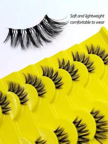 Asiteo 10 Pairs Natural Looking Fluffy Criss-Cross Cat Eye False Eyelashes, 3D Faux Mink Eyelashes, Makeup Lengthening Winged Eyelash Extensions - 眼尾拉長款 - 查看 6