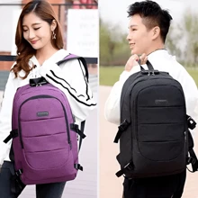 Mochila Antirrobo Con Conexión USB Y Salida De Audífonos - Compartimiento Para Laptop - Correas Resistentes Y Seguras - Multifuncional Para Escuela U Oficina - Tela Transpirable En Parte Trasera - Morado - Ver 2