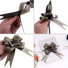 20pcs/Pack Gold Edged Butterfly Pull Bows, Self-Forming, Suitable For Wedding Car Decoration, Gift Box Packaging, Bowknot Ribbon, Wedding Ceremony, Wedding Car Door Handle Butterfly Decor, Various Festival Party Decoration Pull Bows
