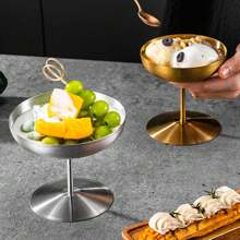 1 件不锈钢冰淇淋杯甜点盛菜杯带脚布丁杯冰淇淋杯酱汁杯甜点开胃菜杯甜点杯不锈钢玻璃杯银色不锈钢 - 彩色 - 查看 10