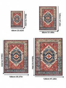 1 Stück Boho moderner Pariser Garten Blumen Teppich für Wohnzimmer, rutschfester rostfarbener Vintage Bauernhaus Teppich für Schlafzimmer, Esszimmer, Wohnheim, Büro, Heimdekoration