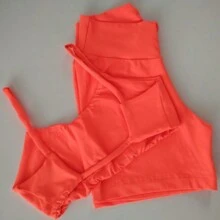 Set, Shorts And Fitness Top With Bare Back And Padded Insert. - Russet Orange - View 3