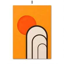 1 件复古 70 年代风格艺术印刷品橙色线条花朵太阳抽象形状海报帆布画墙画客厅装饰无框架 - 彩色 - 查看 15