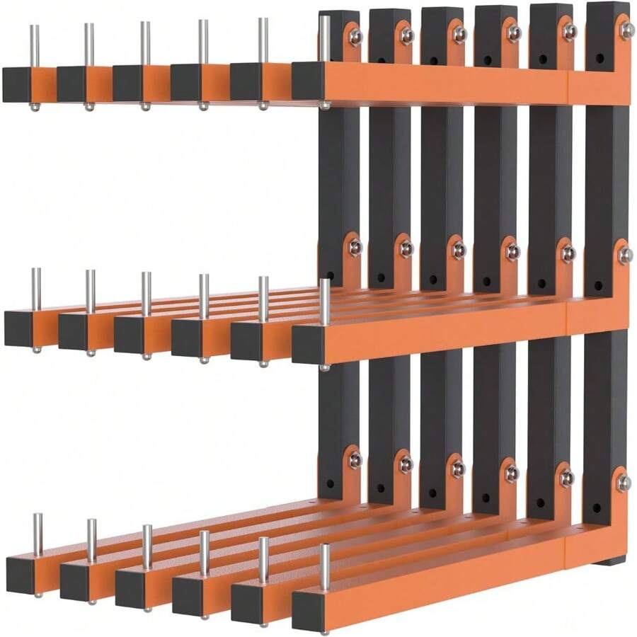 Lumber Rack Wall Mount, Lumber Storage Rack, Heavy Duty Wood Storage Racks With 9-Level System, 1080 Lb Substantial Garage Wood Organizer, Orange Lumber Metal Racks For Indoor And Outdoor (6 PACK) - 6 件裝 - 查看 1