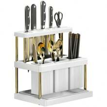 Kitchen Knife Holder Multi-Function Cutter And Cutlery Drainer Rack PP Space Saving Kitchen Utensil Organizer Rack New