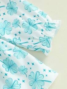 Baby Girl Romper Newborn Dress Long Sleeve Letter Bowknot Doll Collar Bodysuit Ruffle Skirt Cute Spring Clothes - Mint Green - View 5