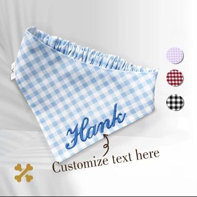 Personalized Gingham Dog And Cat Bandana With Elastic - Customizable Pet Scarf For Stylish Comfort - Dog Gift - Checkered Bandana,Dawg, Vintage,Casual,Unisex,Hipster,Old Money,Stylish,Cute,Custom,Personalized,Unique,Customized,Ideal Gifts For Him,Ideal Gifts For Her,Pets,Summer,Chic Autumn,Apparel Accessories,Customized Scarves & Scarf Accessories,Vacay Vibe Au