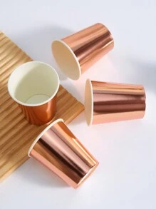 10/25pcs 9oz Rose Gold Paper Cups, Disposable One-Time Use Rose Gold Foil Decorated Elegant Party Cups, Suitable For Women & Men, Dinner, Gathering, Celebration
