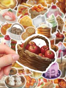 50 unidades Pegatinas de comida deliciosa, decorativas para equipaje, refrigerador, escritorio, tableta, diario, cuaderno, portátil, fundas de teléfono