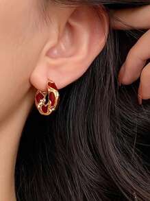 1 paire de boucles d'oreilles élégantes en émail avec une palette de couleurs douces, un design et chic, convenant aux femmes pour le quotidien, les fêtes, les rendez-vous et le travail