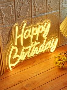 1 件新奇照明生日快乐字母形 LED 霓虹灯，生日快乐 LED 霓虹灯标志，室内婚礼派对装饰墙面装饰霓虹灯，5V USB 供电卧室客厅霓虹灯 - 彩色 - 查看 5