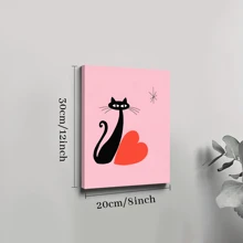 1Pc Valentine's Day Wall Art Prints, Pink Valentine's Day Black Cat And Love Heart Art Poster Valentines Wall Decor For Wedding Home Living Room Bedroom, Gift For Men Women Couples Lovers - Multicolor - View 7