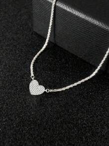 1 pieza Colgante de collar con corazón de moissanita blanca brillante y cristal, joyería de plata de ley 925, regalo elegante para mujeres, uso diario - collar - Ver 4