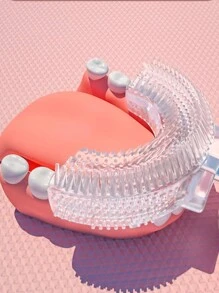 U型电动牙刷，3种模式，卡通恐龙设计，360°清洁，IPX7级防水 - 粉色 - 查看 6