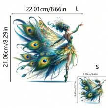 1 件/2 件/3 件孔雀舞者熨烫转印补丁，卡通主题热压补丁，DIY 时尚粘合装饰，适用于服装、背包、帽子、枕头 - 充满活力的孔雀羽毛设计 - 彩色 - 查看 3