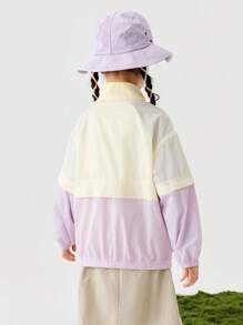 mini bala Young Girl' Lightweight Waterproof Jacket, Skin-Friendly Spring Wear - Pink Purple - View 4