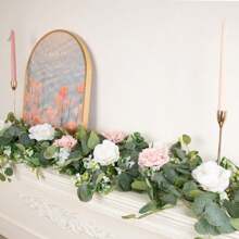 1pc 180cm Artificial Green Vine Garland With Eucalyptus, Baby's Breath And Boxwood Leaves For Wedding, Party, Home Decoration, Arch, Wreath