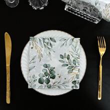 20/40 pezzi Tovaglioli di carta usa e getta con foglie di eucalipto, articoli per feste primaverili, 2 strati, dimensioni 13*13 pollici, con stampa, per feste all aperto, picnic, ristorante, feste in casa, matrimoni - Foglia - Visualizzare 3