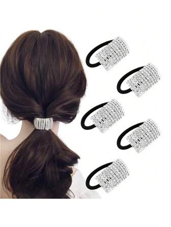 1pc Women's Fashion Crystal Rhinestone Hair Tie, Hair Accessory, Ponytail Ponytail Holders Hair Elastics Hair Rubber Bands Scrunchies Hair Rope Elastic Hair Tie, Hair Bobbles