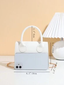 Mirror Patent Leather Chain Handle Handbag - White - View 3