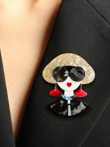 A Cute Cartoon Character Design For Daily Use, Anime Style Brooch, Fashion Accessories For Clothing Decoration, Cartoon Acrylic Bag Character Brooch, Cute And Versatile Women's Suit Cardigan Corsage