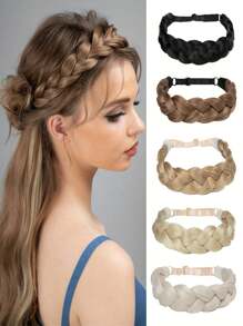 合成头带鱼尾辫子头发带可调节腰带编织发带波西米亚风格女士发型发饰 - 彩色 - 查看 3