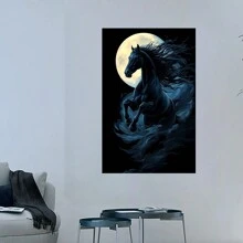 Black Horse Galloping, Large Size Wall Decor, Animal Theme Art, Living Room Office Wall Prints